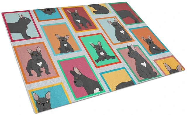 Main image of NEW Lots of Black French Bulldog Glass Cutting Board Decorative Tempered Glass Kitchen Cutting and Serving Board Large Size Chop
