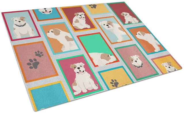 Main image of NEW Lots of Piebald English Bulldog Glass Cutting Board Decorative Tempered Glass Kitchen Cutting and Serving Board Large Size C