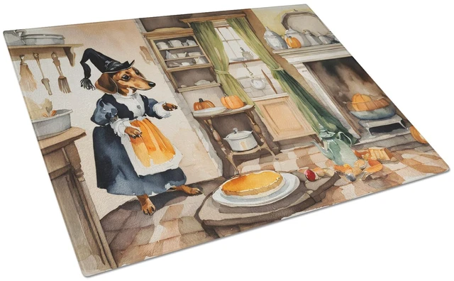 Main image of NEW Dachshund Fall Kitchen Pumpkins Glass Cutting Board Decorative Tempered Glass Kitchen Cutting and Serving Board Large Size C