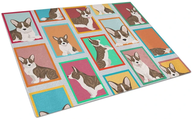 Main image of NEW Lots of Brindle Cardigan Corgi Glass Cutting Board Decorative Tempered Glass Kitchen Cutting and Serving Board Large Size Ch