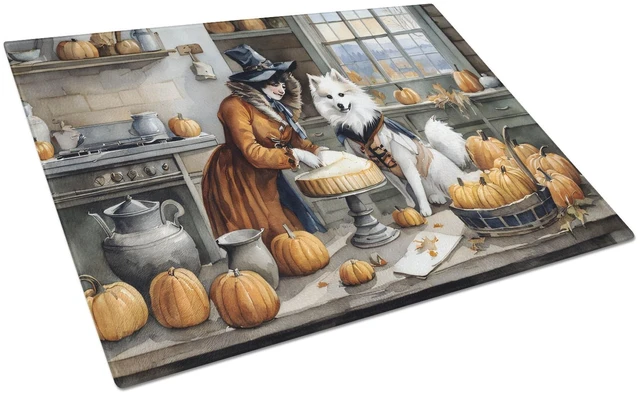 Main image of NEW American Eskimo Fall Kitchen Pumpkins Glass Cutting Board Decorative Tempered Glass Kitchen Cutting and Serving Board Large
