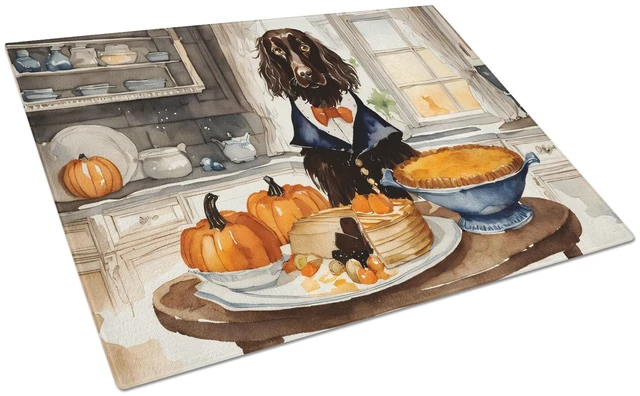 Main image of NEW Boykin Spaniel Fall Kitchen Pumpkins Glass Cutting Board Decorative Tempered Glass Kitchen Cutting and Serving Board Large S