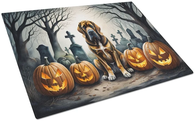 Main image of NEW Bloodhound Spooky Halloween Glass Cutting Board Decorative Tempered Glass Kitchen Cutting and Serving Board Large Size Chopp