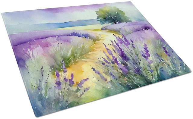 Main image of NEW Lavender in Watercolor Glass Cutting Board Decorative Tempered Glass Kitchen Cutting and Serving Board Large Size Chopping B