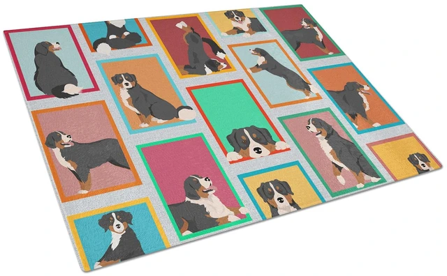Main image of NEW Lots of Bernese Mountain Dog Glass Cutting Board Decorative Tempered Glass Kitchen Cutting and Serving Board Large Size Chop