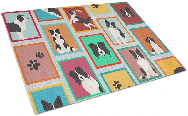 Main image of NEW Lots of Border Collie Glass Cutting Board Decorative Tempered Glass Kitchen Cutting and Serving Board Large Size Chopping Bo