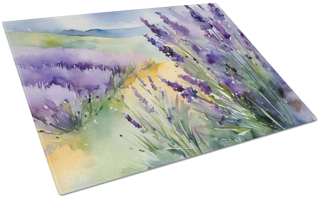 Main image of NEW Lavender in Watercolor Glass Cutting Board Decorative Tempered Glass Kitchen Cutting and Serving Board Large Size Chopping B