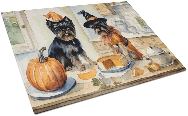 Main image of NEW Affenpinscher Fall Kitchen Pumpkins Glass Cutting Board Decorative Tempered Glass Kitchen Cutting and Serving Board Large Si