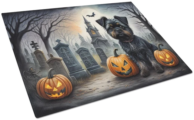 Main image of NEW Affenpinscher Spooky Halloween Glass Cutting Board Decorative Tempered Glass Kitchen Cutting and Serving Board Large Size Ch