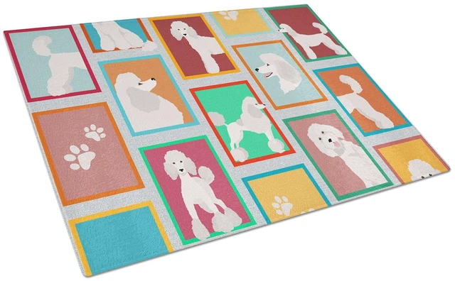 Main image of NEW Lots of White Standard Poodle Glass Cutting Board Decorative Tempered Glass Kitchen Cutting and Serving Board Large Size Cho