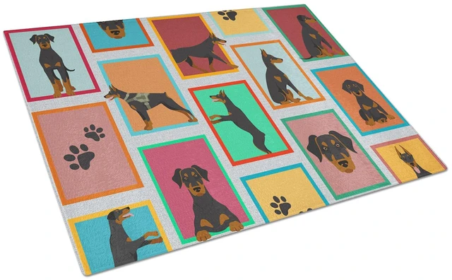 Main image of NEW Lots of Doberman Pinscher Glass Cutting Board Decorative Tempered Glass Kitchen Cutting and Serving Board Large Size Choppin