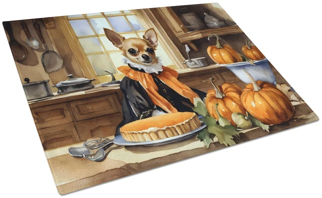 Main image of NEW Chihuahua Fall Kitchen Pumpkins Glass Cutting Board Decorative Tempered Glass Kitchen Cutting and Serving Board Large Size C
