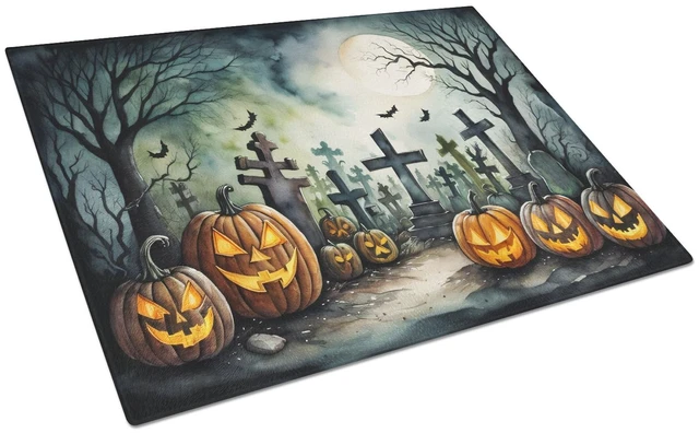 Main image of NEW Graveyard Spooky Halloween Glass Cutting Board Decorative Tempered Glass Kitchen Cutting and Serving Board Large Size Choppi