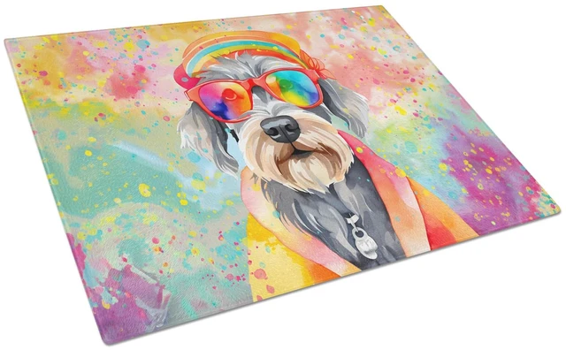 Main image of NEW Schnauzer Hippie Dawg Glass Cutting Board Decorative Tempered Glass Kitchen Cutting and Serving Board Large Size Chopping Bo