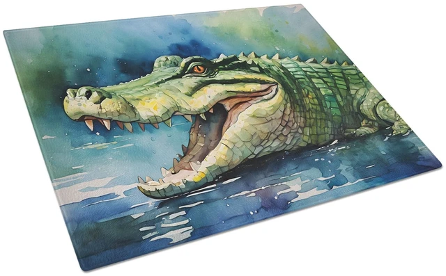 Main image of NEW Crocodile Glass Cutting Board Decorative Tempered Glass Kitchen Cutting and Serving Board Large Size Chopping Board