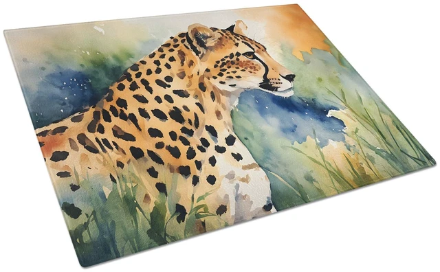 Main image of NEW Cheetah Glass Cutting Board Decorative Tempered Glass Kitchen Cutting and Serving Board Large Size Chopping Board