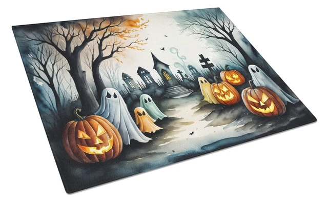 Main image of NEW Ghosts Spooky Halloween Glass Cutting Board Decorative Tempered Glass Kitchen Cutting and Serving Board Large Size Chopping