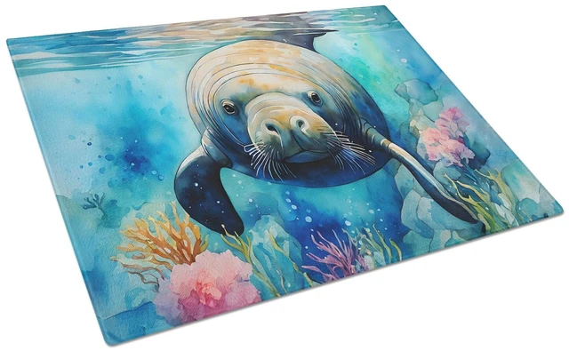 Main image of NEW Manatee Glass Cutting Board Decorative Tempered Glass Kitchen Cutting and Serving Board Large Size Chopping Board