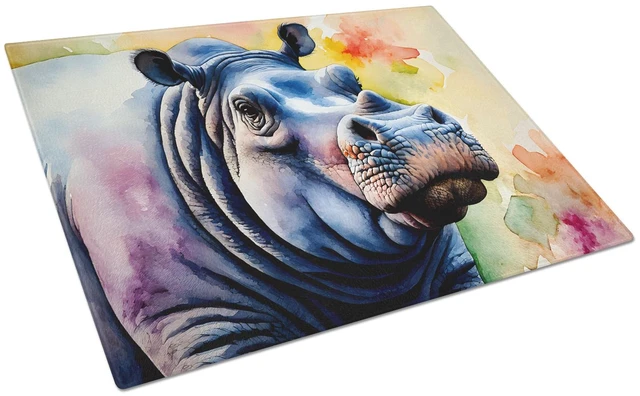 Main image of NEW Hippopotamus Glass Cutting Board Decorative Tempered Glass Kitchen Cutting and Serving Board Large Size Chopping Board