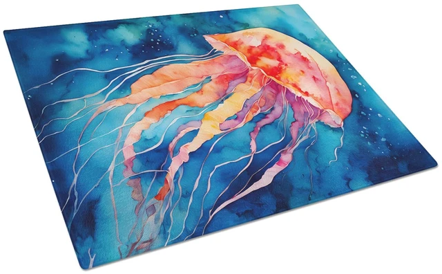 Main image of NEW Jellyfish Glass Cutting Board Decorative Tempered Glass Kitchen Cutting and Serving Board Large Size Chopping Board