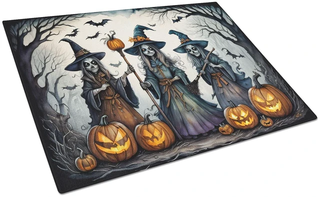 Main image of NEW Witches Spooky Halloween Glass Cutting Board Decorative Tempered Glass Kitchen Cutting and Serving Board Large Size Chopping