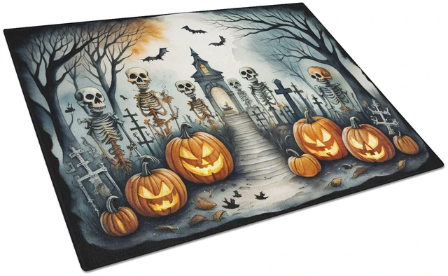 Main image of NEW Skeleton Spooky Halloween Glass Cutting Board Decorative Tempered Glass Kitchen Cutting and Serving Board Large Size Choppin