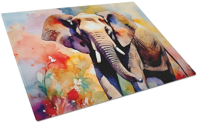 Main image of NEW Elephant Glass Cutting Board Decorative Tempered Glass Kitchen Cutting and Serving Board Large Size Chopping Board