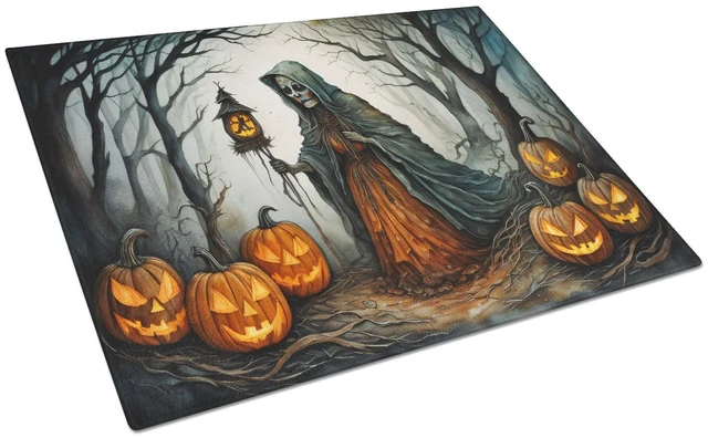 Main image of NEW The Weeping Woman Spooky Halloween Glass Cutting Board Decorative Tempered Glass Kitchen Cutting and Serving Board Large Siz