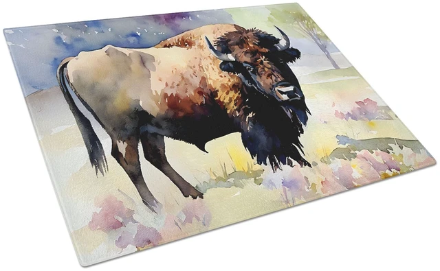 Main image of NEW American Bison Glass Cutting Board Decorative Tempered Glass Kitchen Cutting and Serving Board Large Size Chopping Board