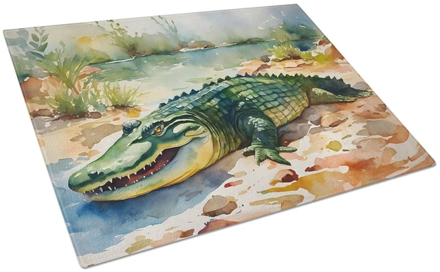 Main image of NEW Alligator Glass Cutting Board Decorative Tempered Glass Kitchen Cutting and Serving Board Large Size Chopping Board