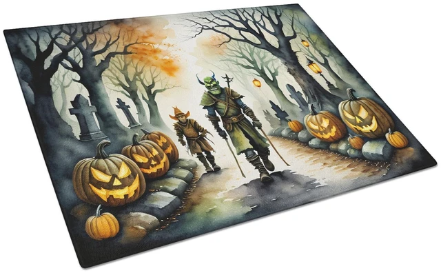 Main image of NEW Orcs Spooky Halloween Glass Cutting Board Decorative Tempered Glass Kitchen Cutting and Serving Board Large Size Chopping Bo