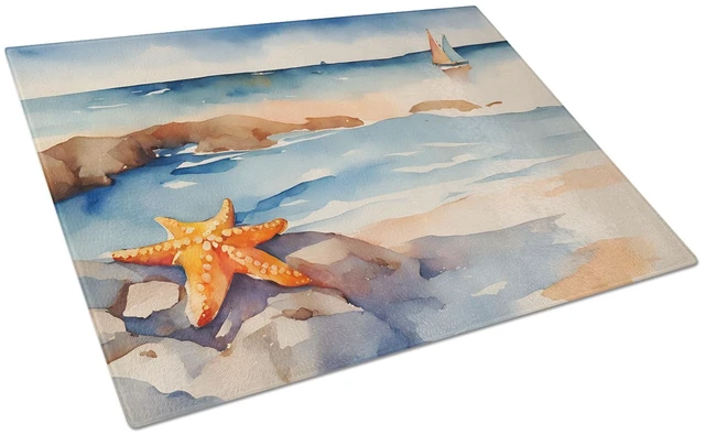 Main image of NEW Starfish Glass Cutting Board Decorative Tempered Glass Kitchen Cutting and Serving Board Large Size Chopping Board