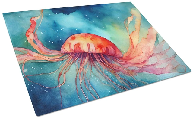 Main image of NEW Jellyfish Glass Cutting Board Decorative Tempered Glass Kitchen Cutting and Serving Board Large Size Chopping Board