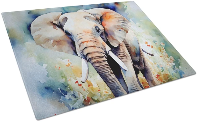 Main image of NEW Elephant Glass Cutting Board Decorative Tempered Glass Kitchen Cutting and Serving Board Large Size Chopping Board