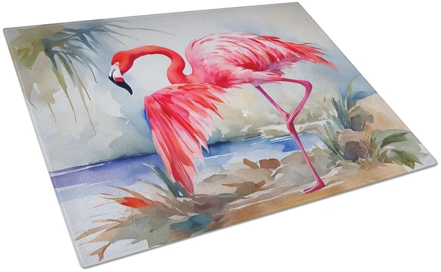 Main image of NEW Flamingo Glass Cutting Board Decorative Tempered Glass Kitchen Cutting and Serving Board Large Size Chopping Board