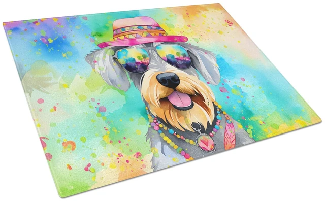 Main image of NEW Schnauzer Hippie Dawg Glass Cutting Board Decorative Tempered Glass Kitchen Cutting and Serving Board Large Size Chopping Bo