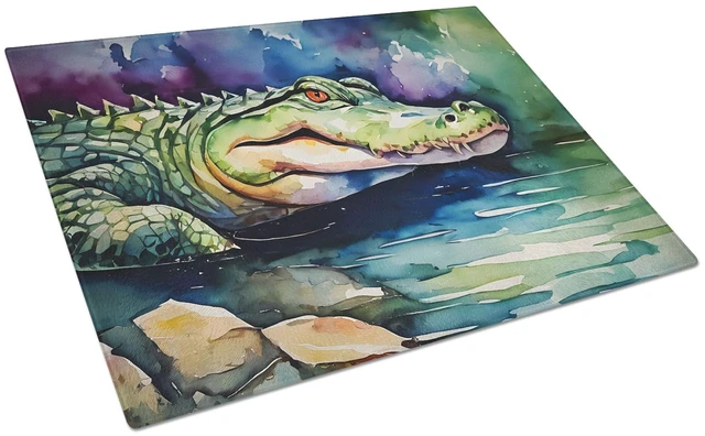 Main image of NEW Alligator Glass Cutting Board Decorative Tempered Glass Kitchen Cutting and Serving Board Large Size Chopping Board