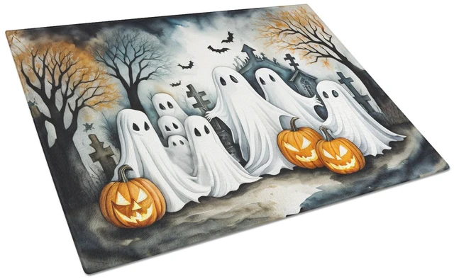 Main image of NEW Ghosts Spooky Halloween Glass Cutting Board Decorative Tempered Glass Kitchen Cutting and Serving Board Large Size Chopping
