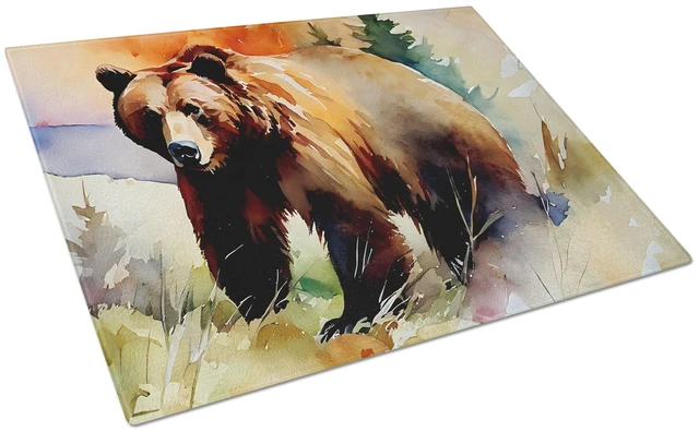 Main image of NEW Grizzly Bear Glass Cutting Board Decorative Tempered Glass Kitchen Cutting and Serving Board Large Size Chopping Board