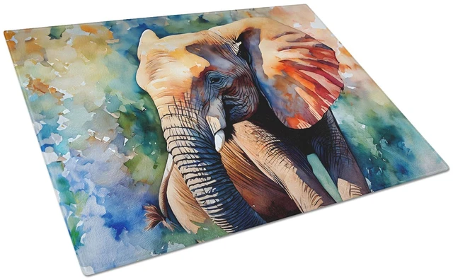 Main image of NEW Elephant Glass Cutting Board Decorative Tempered Glass Kitchen Cutting and Serving Board Large Size Chopping Board