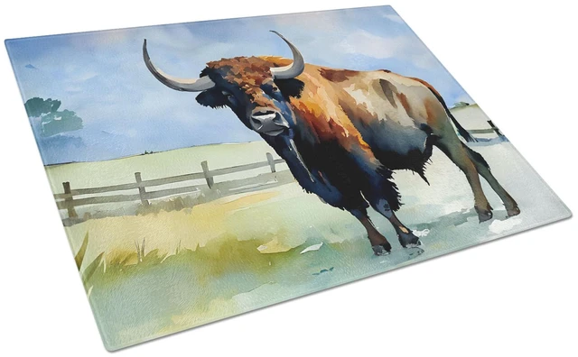 Main image of NEW American Bison Glass Cutting Board Decorative Tempered Glass Kitchen Cutting and Serving Board Large Size Chopping Board