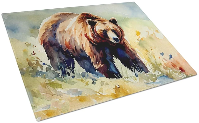 Main image of NEW Grizzly Bear Glass Cutting Board Decorative Tempered Glass Kitchen Cutting and Serving Board Large Size Chopping Board