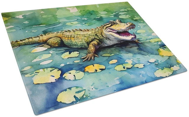 Main image of NEW Alligator Glass Cutting Board Decorative Tempered Glass Kitchen Cutting and Serving Board Large Size Chopping Board