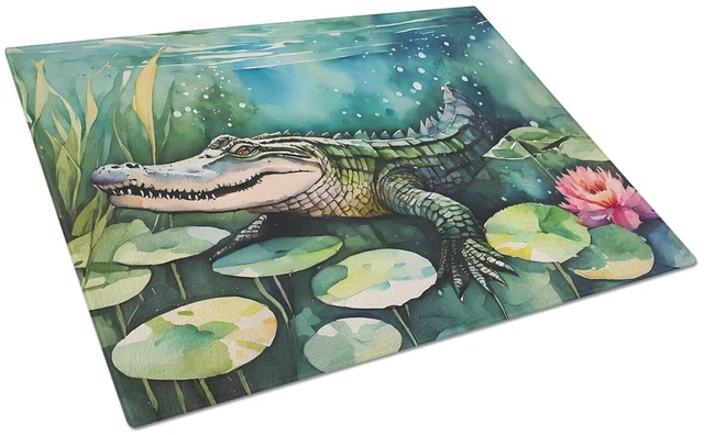 Main image of NEW Alligator Glass Cutting Board Decorative Tempered Glass Kitchen Cutting and Serving Board Large Size Chopping Board