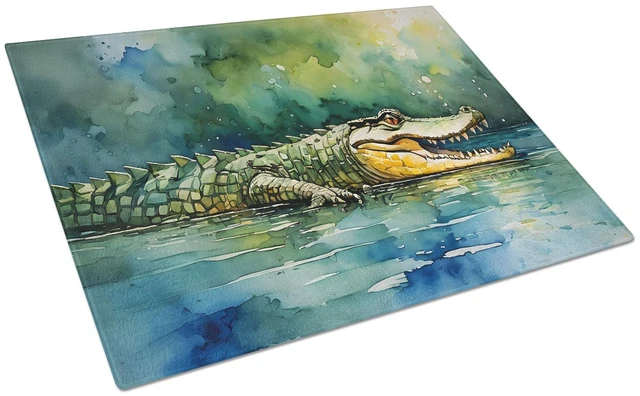 Main image of NEW Crocodile Glass Cutting Board Decorative Tempered Glass Kitchen Cutting and Serving Board Large Size Chopping Board