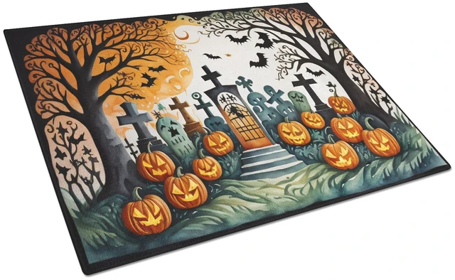 Main image of NEW Papel Picado Skeletons Spooky Halloween Glass Cutting Board Decorative Tempered Glass Kitchen Cutting and Serving Board Larg