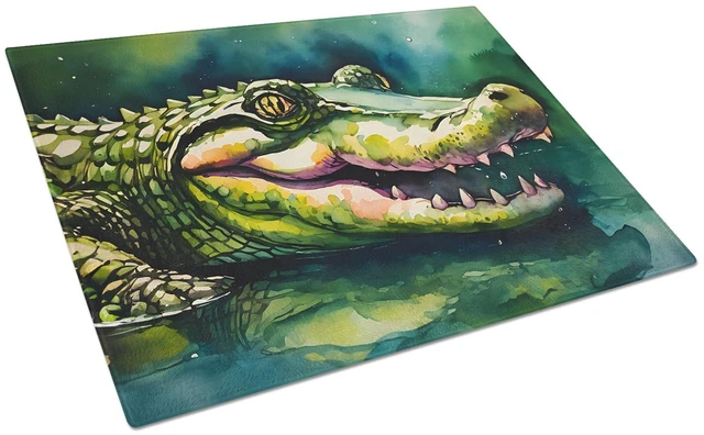 Main image of NEW Alligator Glass Cutting Board Decorative Tempered Glass Kitchen Cutting and Serving Board Large Size Chopping Board