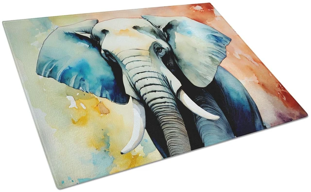Main image of NEW Elephant Glass Cutting Board Decorative Tempered Glass Kitchen Cutting and Serving Board Large Size Chopping Board