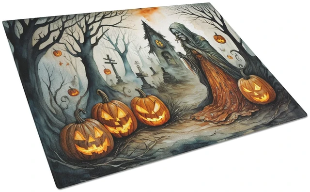 Main image of NEW The Weeping Woman Spooky Halloween Glass Cutting Board Decorative Tempered Glass Kitchen Cutting and Serving Board Large Siz