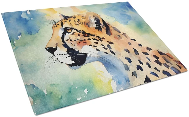 Main image of NEW Cheetah Glass Cutting Board Decorative Tempered Glass Kitchen Cutting and Serving Board Large Size Chopping Board